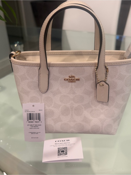Coach Handbags - COACH Chalk Signature Mini Tote Bag